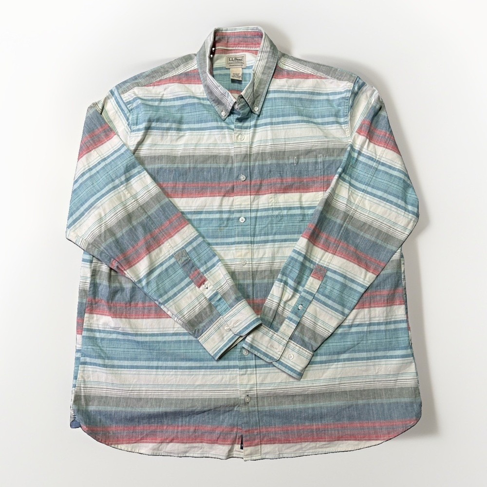 LL Bean Mens XL Tall Striped Button Down Shirt Traditional Fit 515150 Multicolor
